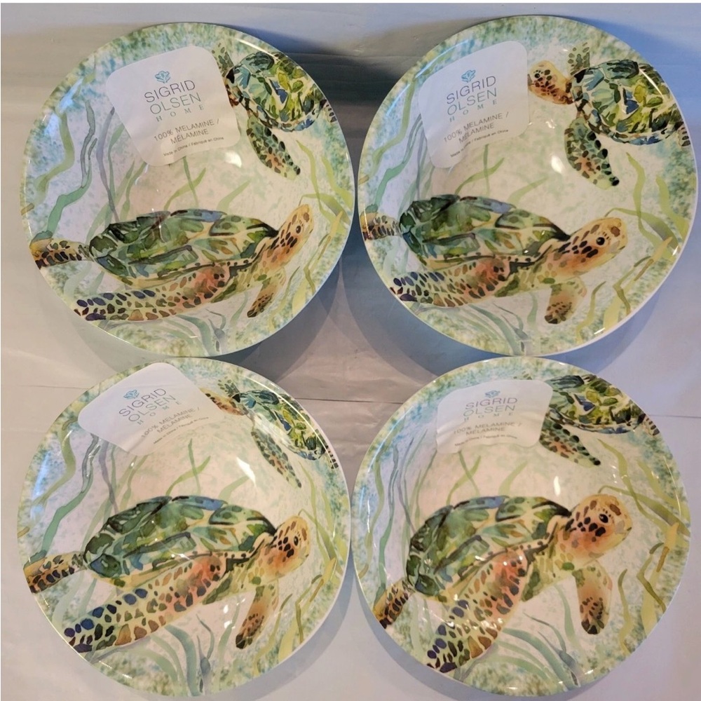 Sigrid Olsen 7" Sea Turtle Salad Bowl Melamine Coastal Nautical Beach Dessert